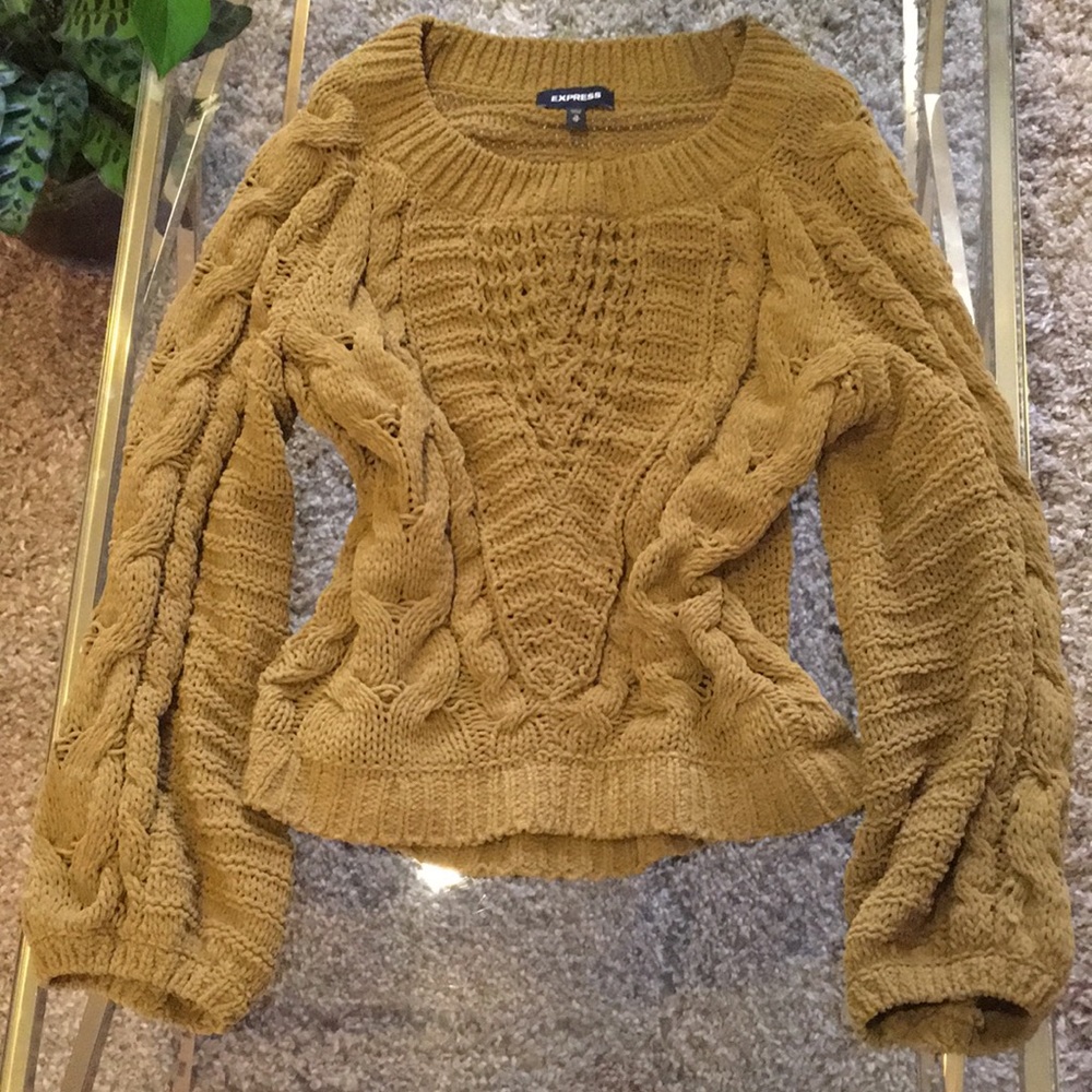 Express Cozy Soft Knit Chartreuse Sweater